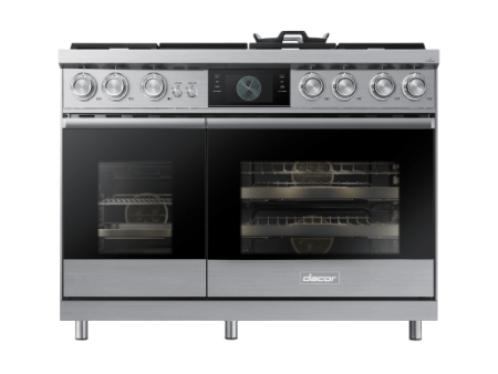 Dacor DOP48C96DLS 48  Pro Dual-Fuel Steam Range, Silver Stainless Steel, Natural Gas & Liquid Propane Hot on Sale