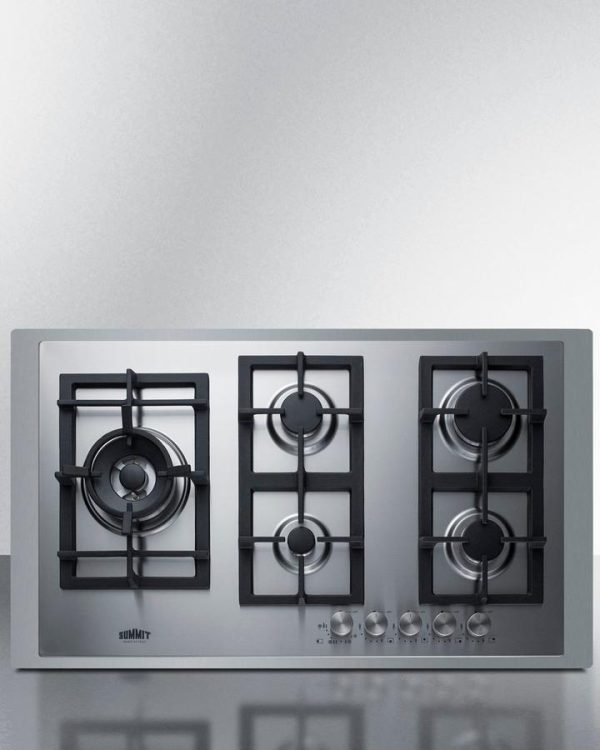 Summit GCJ536SSLPTK 36  Wide 5-Burner Propane Gas Cooktop In Stainless Steel For Sale