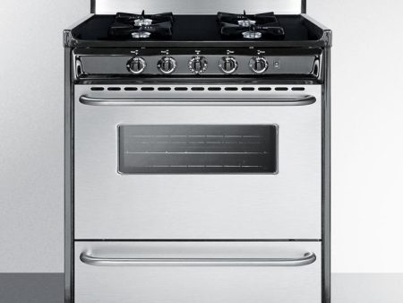 Summit TNM2307BKW 30  Wide Gas Range, Open Burners Fashion