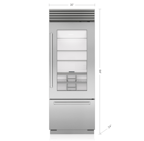 Sub-Zero CL3050UGSTL 30  Classic Over-And-Under Refrigerator Freezer With Glass Door Cheap