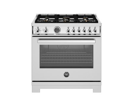 Bertazzoni PRO366BCFEPXT 36 Inch Dual Fuel Range, 6 Brass Burners And Cast Iron Griddle, Electric Self-Clean Oven Stainless Steel Discount