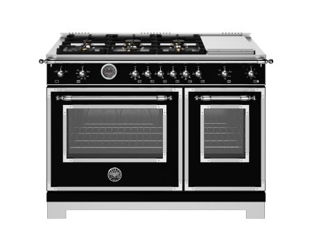 Bertazzoni HER486BTFGMNET 48 Inch All-Gas Range 6 Brass Burner And Griddle Nero Matt Online Hot Sale