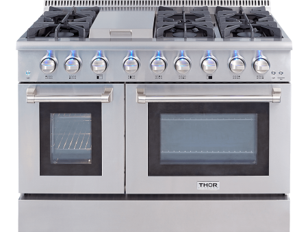 Thor Kitchen HRG4808ULP 48 Inch 6 Burner Professional Gas Range (Video Demo) - Liquid Propane Hot on Sale